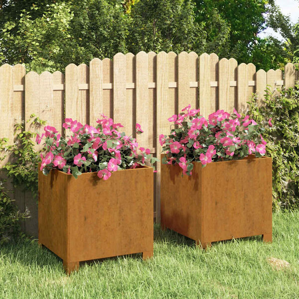 vidaXL Fioriere con Gambe 2pz Ruggine 30x30x30 cm Acciaio Corten
