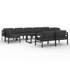vidaXL Set Divani da Giardino 10 pz con Cuscini in Alluminio Antracite