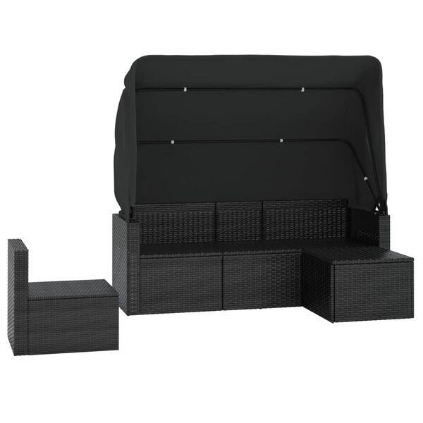 vidaXL Set Divani da Giardino 4 pz con Cuscini Nero in Polyrattan