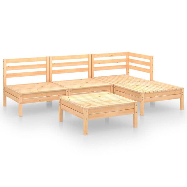 vidaXL Set Salotto da Giardino 5 pz in Legno Massello di Pino