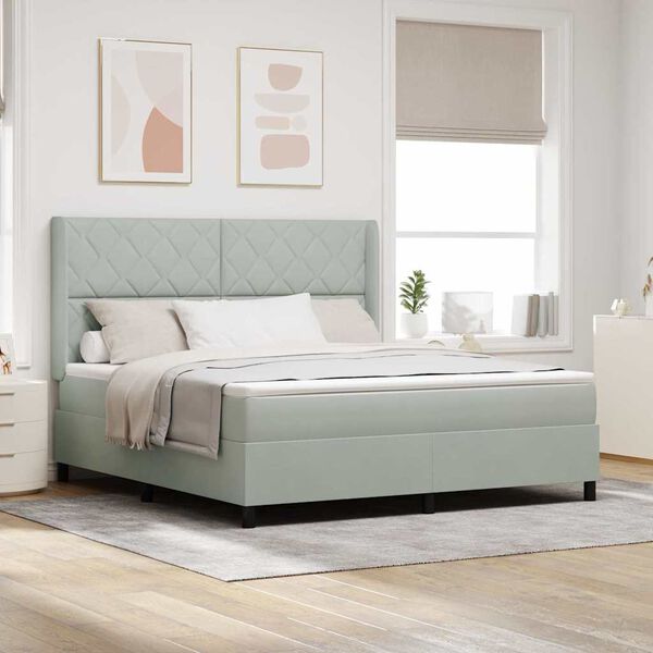 vidaXL Letto a molle con materasso Grigio chiaro 180 x 200 cm Velluto