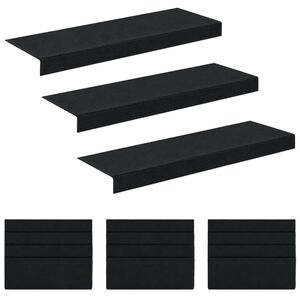 vidaXL Tappeti per scale 15 pz 65 x 21 x 4 cm Grigio Scuro Poliestere
