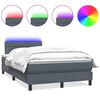 vidaXL Letto a Molle con Materasso e LED Grigio Scuro 120x220 cm Velluto