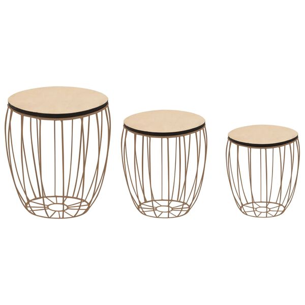 vidaXL Set Tavolini da Salotto 3 pz in Multistrato di Pioppo e Ferro