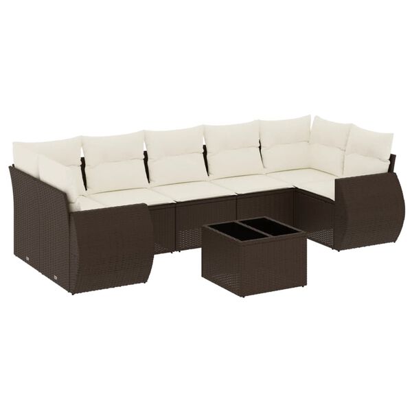 vidaXL Set Divani da Giardino 8 pz con Cuscini Marrone in Polyrattan