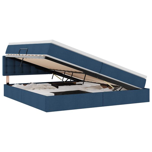 vidaXL Letto con contenitore e LED con led Blu 200 x 200 cm Tessuto