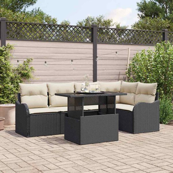 vidaXL Set Divano da Giardino 6 pcs Nero Rattan in Polipropilene