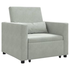 vidaXL Divano letto estraibile singolo con ruote Grigio chiaro Velluto