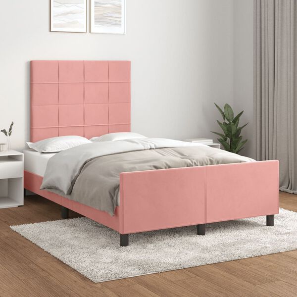 vidaXL Giroletto senza Materasso Rosa 120x190 cm Velluto