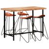 vidaXL Set da Bar 5 pz in Legno Massello e Vera Pelle