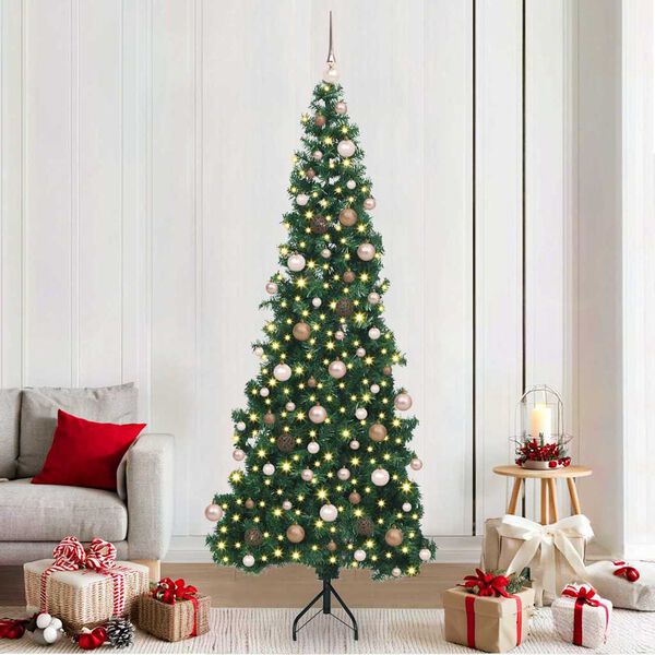 vidaXL Albero di Natale Artificiale Angolare con 300 LED Verde 210 cm