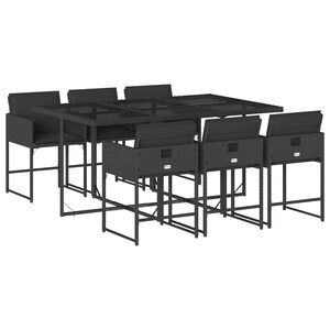 vidaXL Set da Pranzo da Giardino 7 pz Nero con Cuscini in Polyrattan