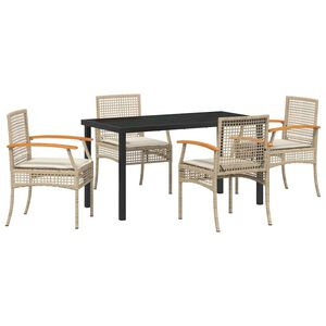 vidaXL Set da Pranzo per Giardino 5 pcs Beige polyrattan