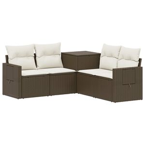 vidaXL Set di divani 5 pz Marrone e Bianco Crema