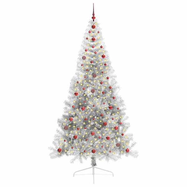 vidaXL Albero di Natale artificiale con luci integrate Argento 240 cm