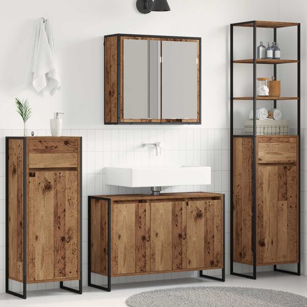vidaXL Set di mobili per il bagno Legno vecchio Legno multistrato