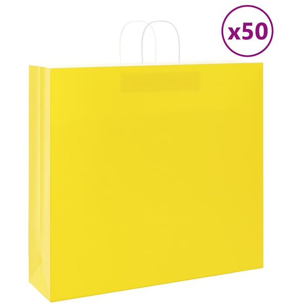 vidaXL Sacchetti di Carta 50 pz con Manici Gialli 54x15x49 cm