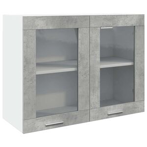 vidaXL Mobile Pensile con Vetro &ldquo;Lyon&rdquo; Grigio Cemento 80x31x60 cm