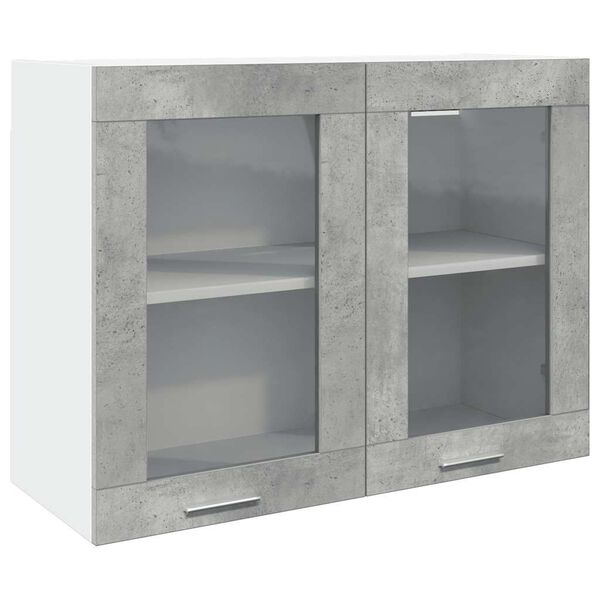 vidaXL Mobile Pensile con Vetro “Lyon” Grigio Cemento 80x31x60 cm