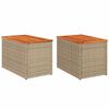 vidaXL Tavolini Giardino 2pz Beige 55x34x37 Polyrattan Legno Massello