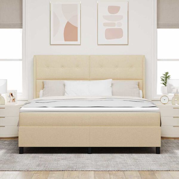 vidaXL Letto a molle con materasso Crema 180 x 200 cm Tessuto