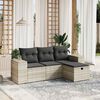 vidaXL Set Divano da Giardino 4pz con Cuscini Grigio Chiaro Polyrattan