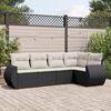 vidaXL Set Divani da Giardino 5 pz con Cuscini in Polyrattan Nero