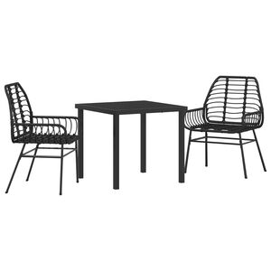 vidaXL Set da Pranzo per Giardino 3 pcs Nero polyrattan