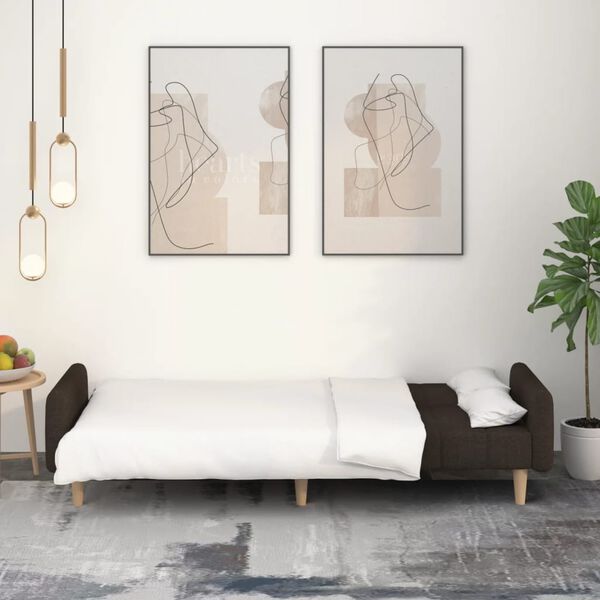 vidaXL Divano Letto a 2 Posti Marrone Scuro in Tessuto