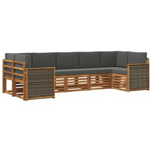vidaXL Set divano sezionale con cuscino 6 pcs Naturale e Antracite