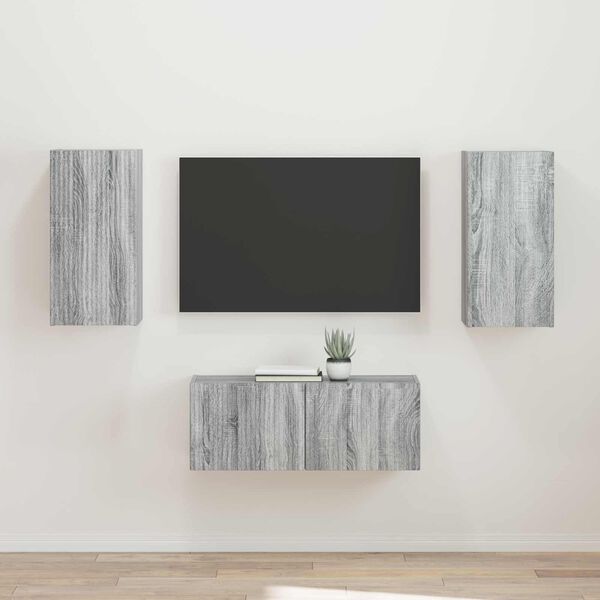 vidaXL Set mobile TV 2 pcs Grigio Sonoma Legno multistrato