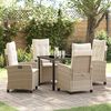 vidaXL Set da Pranzo per Giardino con cuscino 5 pcs Beige polyrattan