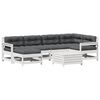 vidaXL Set Salotto Giardino 7pz con Cuscini Bianco Legno Massello Pino