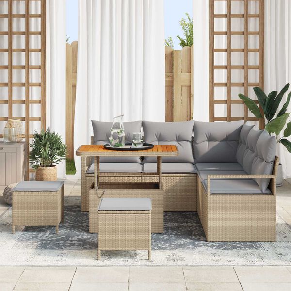vidaXL Set Divano da Giardino con cuscino 8 pcs Beige polyrattan