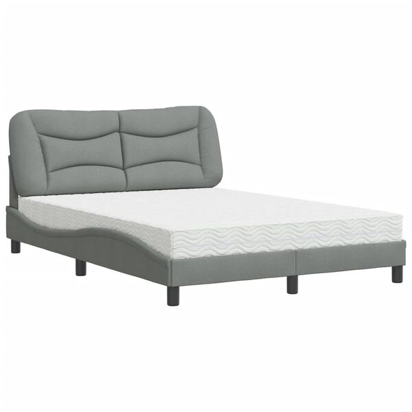 vidaXL Letto con Materasso Hvar Grigio Chiaro 120x200cm Tessuto