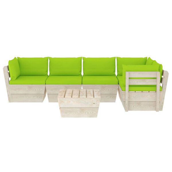 vidaXL Set Divani da Giardino su Pallet 6 pz con Cuscini Legno Abete