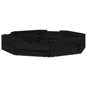 vidaXL Sabbiera con Sedute Nera Ottagonale in Legno Massello di Pino