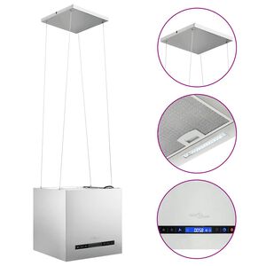 vidaXL Cappa da Cucina ad Isola Sospesa LCD con Sensore 37 cm Acciaio