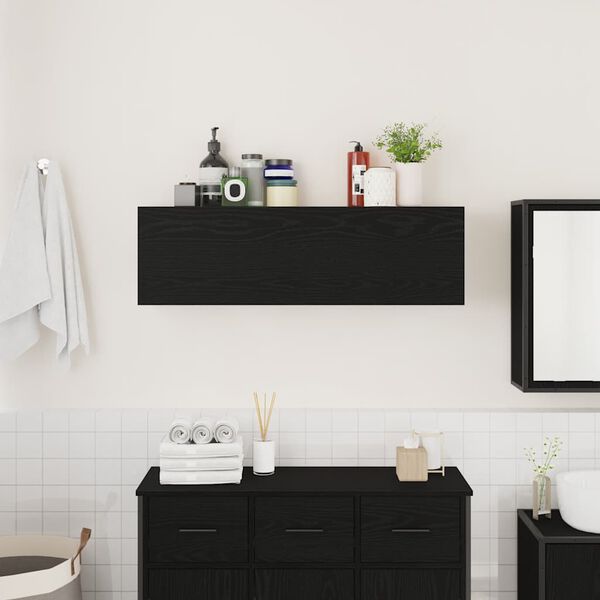 vidaXL Mobile da Bagno a Parete Nero 100x25x30 cm in Truciolato