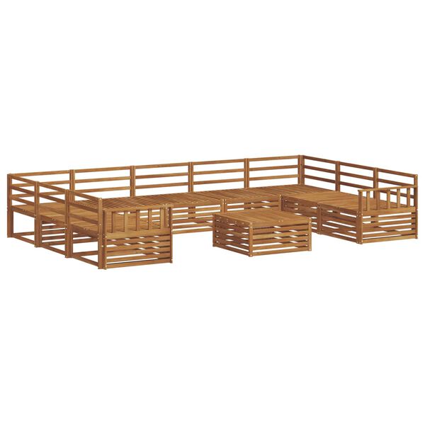 vidaXL Set divani 10 pcs Naturale Legno di Acacia Massello