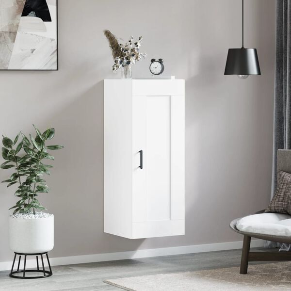 vidaXL Mobile a Parete Bianco 34,5x34x90 cm in Legno Multistrato