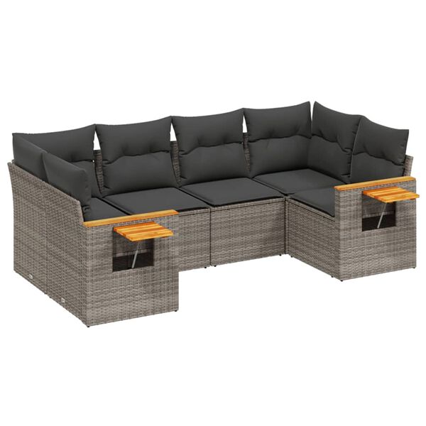 vidaXL Set Divano da Giardino 6 pz con Cuscini Grigio in Polyrattan