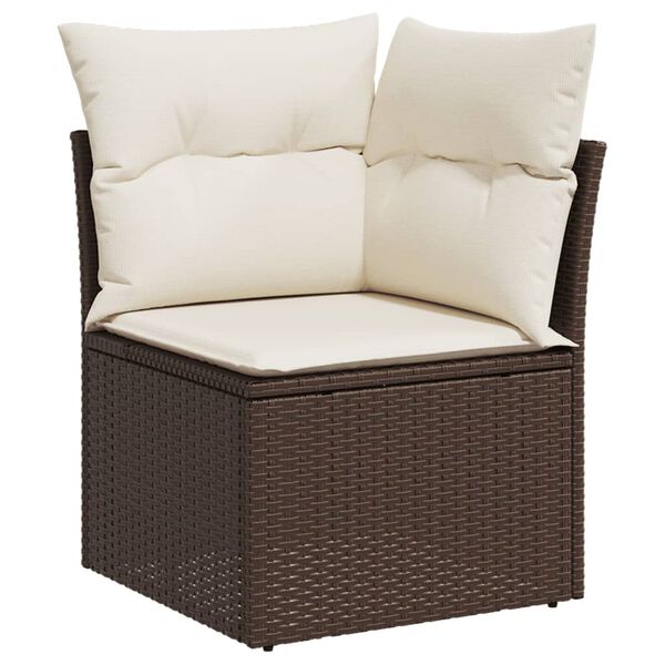 vidaXL Set Divani da Giardino 11 pz con Cuscini Polyrattan Marrone