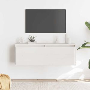 vidaXL Pensile Bianco 100x30x35 cm in Legno Massello di Pino