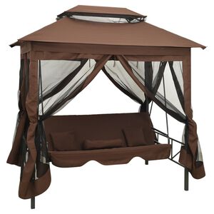 vidaXL Gazebo Convertibile Panchina a Dondolo Caff&egrave;