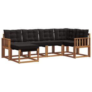 vidaXL Set di divani da esterno 6 pz Naturale e Nero