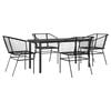vidaXL Set Mobili da Pranzo per Giardino 5 pz Nero Polyrattan Vetro