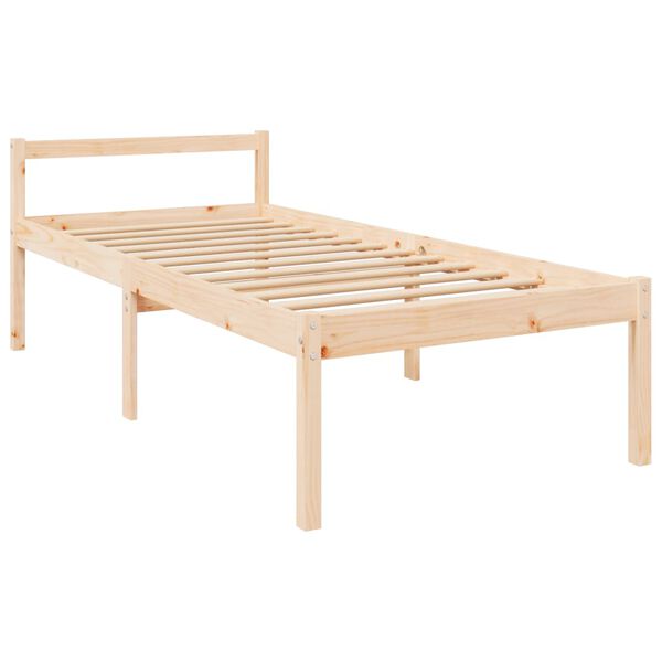 vidaXL Letto per Anziani 75x190 cm Small Single Legno Massello di Pino