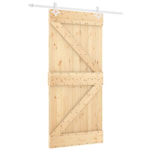 vidaXL Porta Scorrevole con Set Hardware 100x210cm Legno Massello Pino