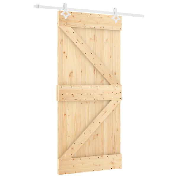 vidaXL Porta Scorrevole con Set Hardware 100x210cm Legno Massello Pino